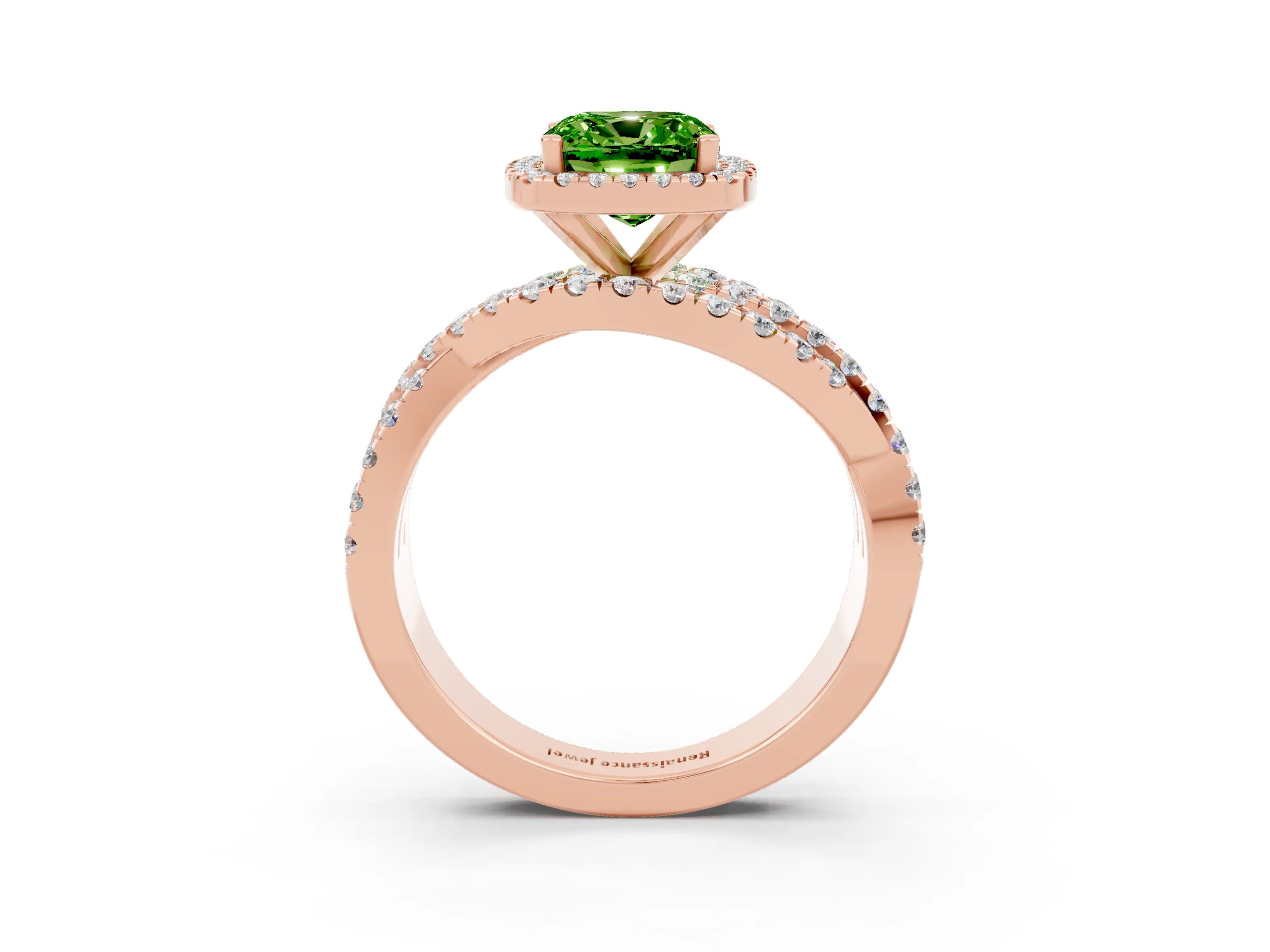 Rose gold Cushion Cut Cut Halo Split Shank Prong Setting Ring_3