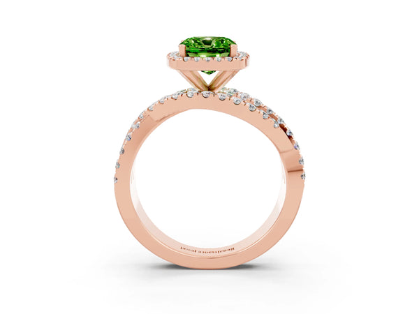 Rose gold Cushion Cut Cut Halo Split Shank Prong Setting Ring