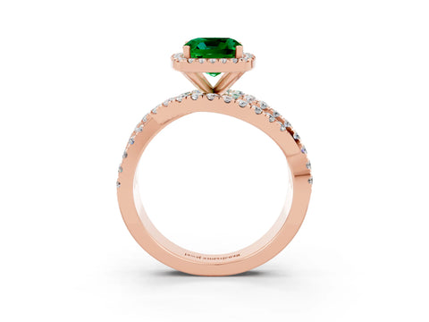 Rose gold Cushion Cut Cut Halo Split Shank Prong Setting Ring_3