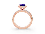 Rose gold Cushion Cut Cut Halo Split Shank Prong Setting Ring_3