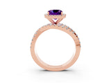 Rose gold Cushion Cut Cut Halo Split Shank Prong Setting Ring_3