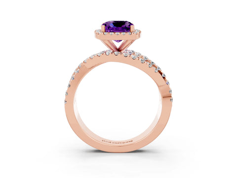 Rose gold Cushion Cut Cut Halo Split Shank Prong Setting Ring_3
