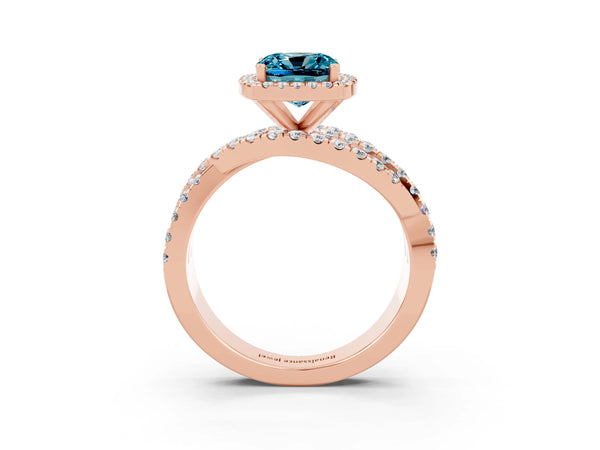 Rose gold Cushion Cut Cut Halo Split Shank Prong Setting Ring