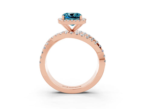 Rose gold Cushion Cut Cut Halo Split Shank Prong Setting Ring_3