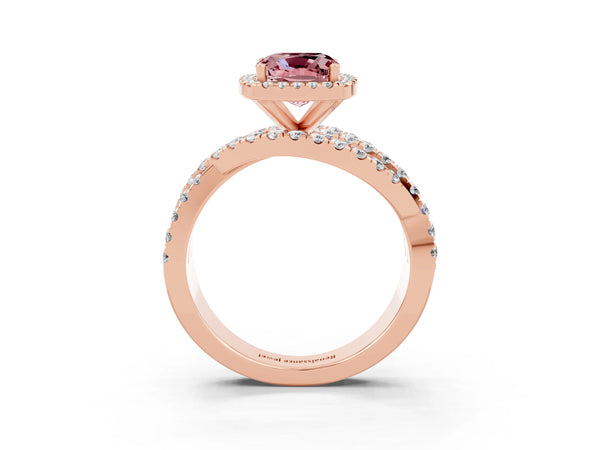 Rose gold Cushion Cut Cut Halo Split Shank Prong Setting Ring