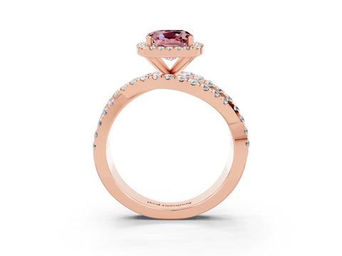 Rose gold Cushion Cut Cut Halo Split Shank Prong Setting Ring_3