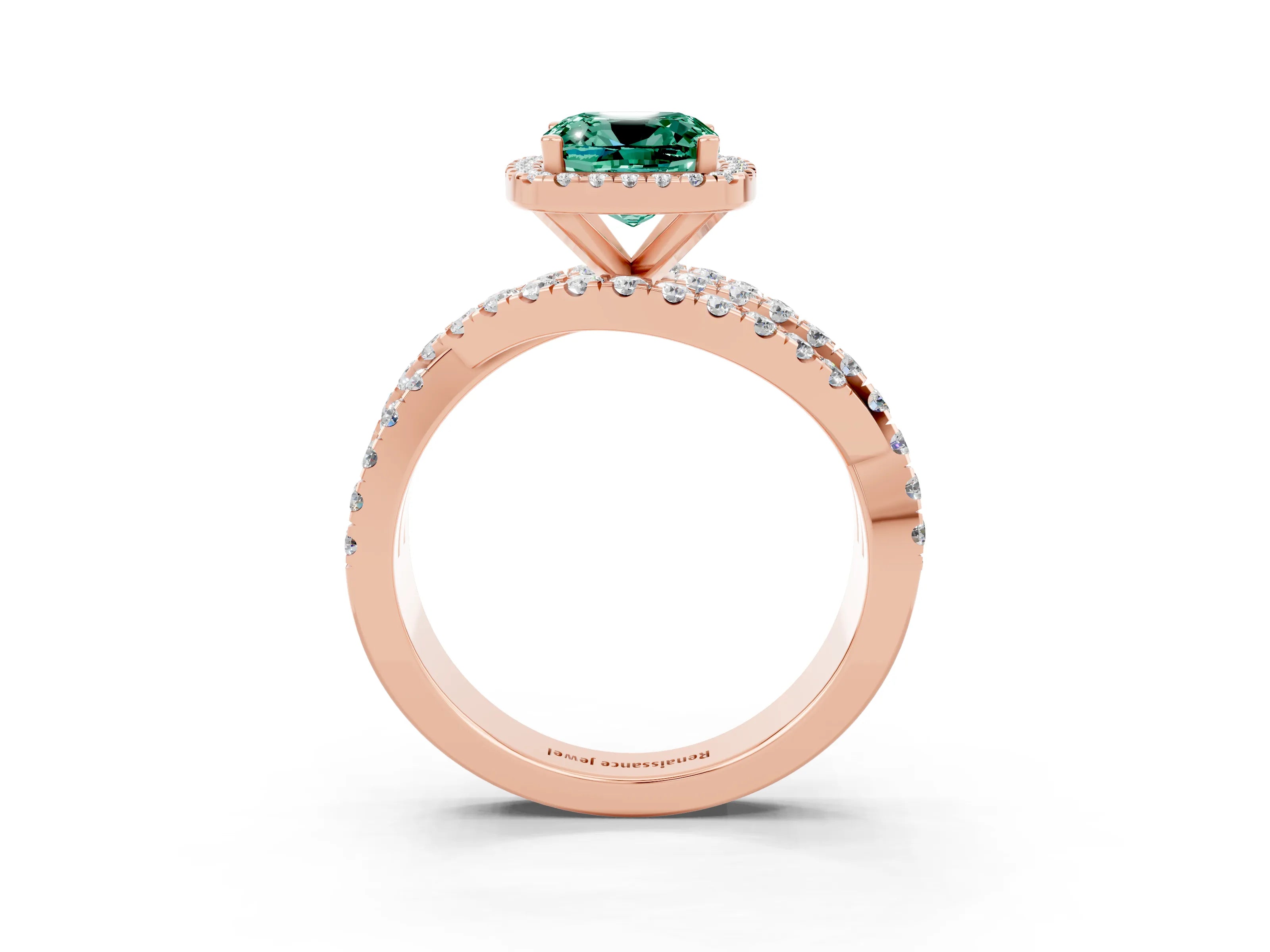Rose gold Cushion Cut Cut Halo Split Shank Prong Setting Ring_3