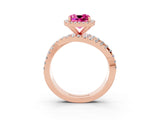 Rose gold Cushion Cut Cut Halo Split Shank Prong Setting Ring_3