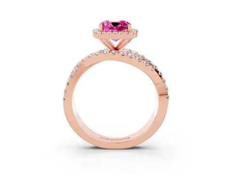 Rose gold Cushion Cut Cut Halo Split Shank Prong Setting Ring_3