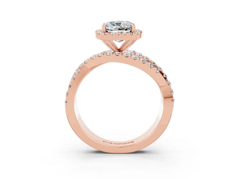 Rose gold Cushion Cut Cut Halo Split Shank Prong Setting Ring_3