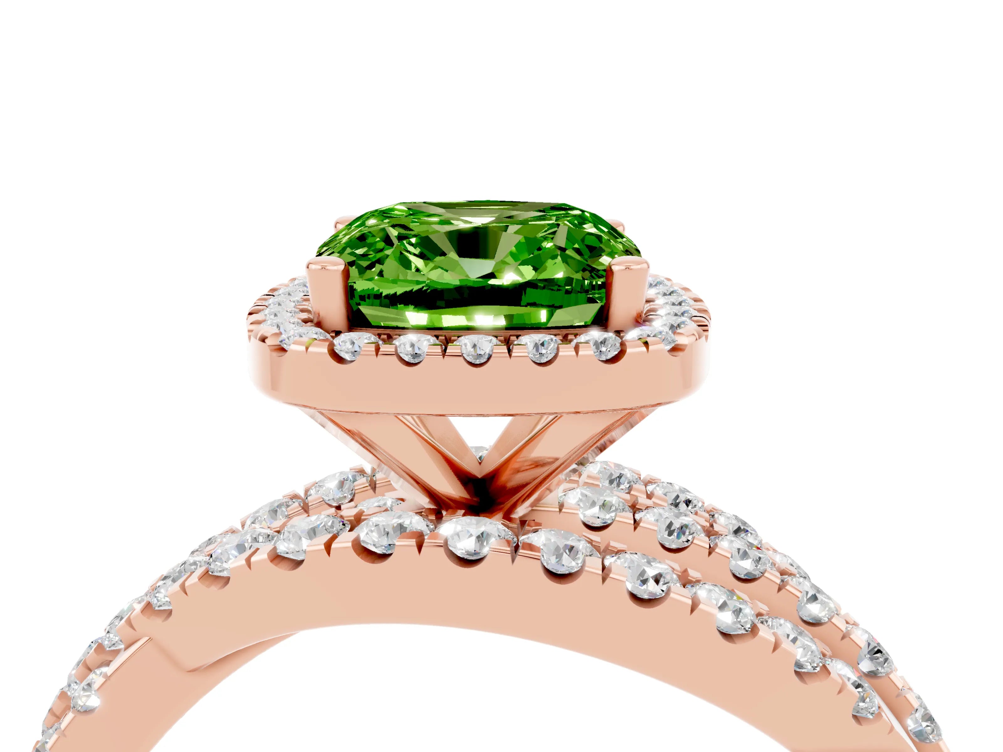Rose gold Cushion Cut Cut Halo Split Shank Prong Setting Ring_4