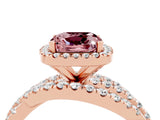 Rose gold Cushion Cut Cut Halo Split Shank Prong Setting Ring_4