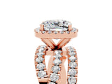 Rose gold Cushion Cut Cut Halo Split Shank Prong Setting Ring_5