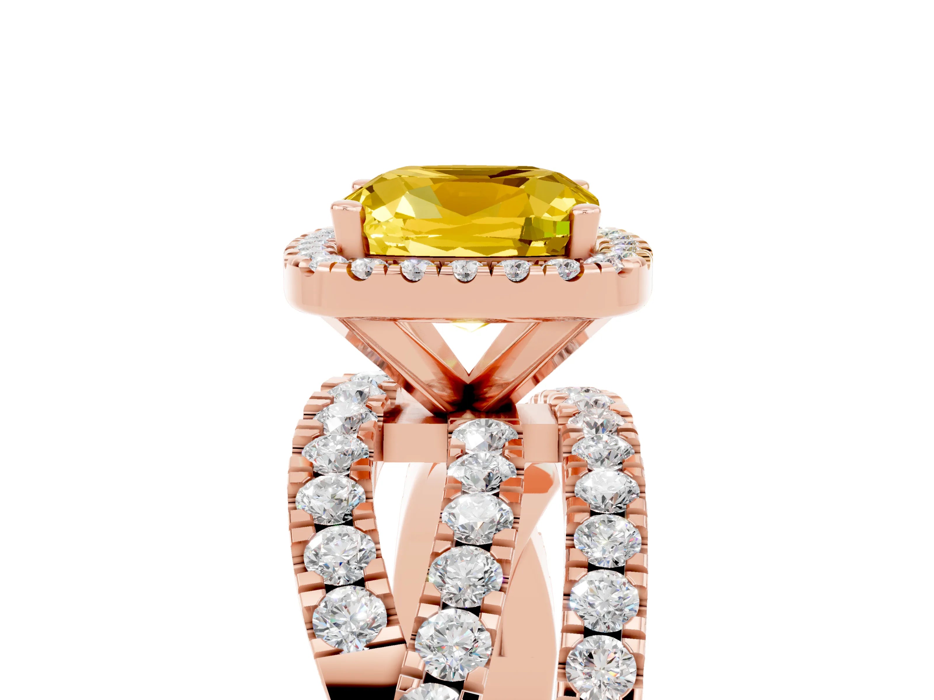 Rose gold Cushion Cut Cut Halo Split Shank Prong Setting Ring_5