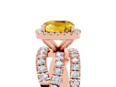 Rose gold Cushion Cut Cut Halo Split Shank Prong Setting Ring_5