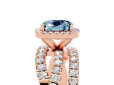 Rose gold Cushion Cut Cut Halo Split Shank Prong Setting Ring_5