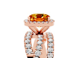 Rose gold Cushion Cut Cut Halo Split Shank Prong Setting Ring_5