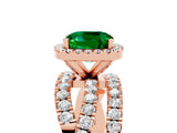 Rose gold Cushion Cut Cut Halo Split Shank Prong Setting Ring_5