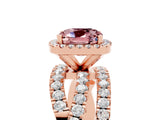 Rose gold Cushion Cut Cut Halo Split Shank Prong Setting Ring_5