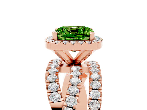 Rose gold Cushion Cut Cut Halo Split Shank Prong Setting Ring_5