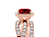 Rose gold Cushion Cut Cut Halo Split Shank Prong Setting Ring_5