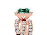 Rose gold Cushion Cut Cut Halo Split Shank Prong Setting Ring_5