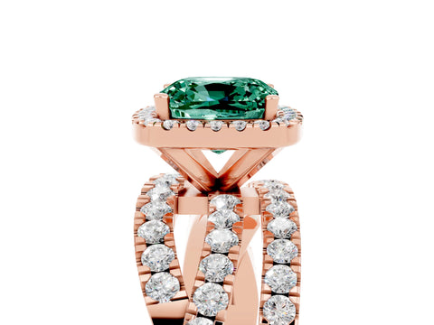 Rose gold Cushion Cut Cut Halo Split Shank Prong Setting Ring_5