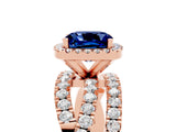 Rose gold Cushion Cut Cut Halo Split Shank Prong Setting Ring_5