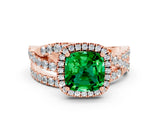Rose gold Cushion Cut Cut Halo Split Shank Prong Setting Ring