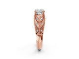 Rose gold Cushion Cut Cut Milgrain Pave Diamond Engagement Ring with Four-Prong Setting_17