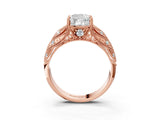 Rose gold Cushion Cut Cut Milgrain Pave Diamond Engagement Ring with Four-Prong Setting_18