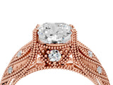 Rose gold Cushion Cut Cut Milgrain Pave Diamond Engagement Ring with Four-Prong Setting_19
