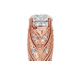 Rose gold Cushion Cut Cut Milgrain Pave Diamond Engagement Ring with Four-Prong Setting_20