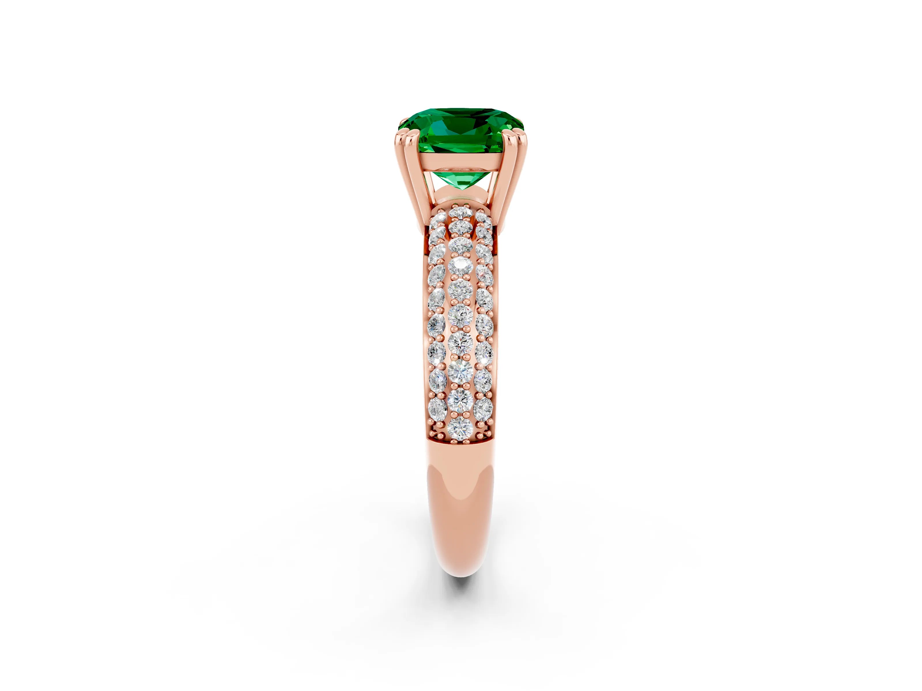 Rose gold Cushion Cut Cut Pave Diamond Engagement Ring with Channel Set Band and Four-Prong Setting_2