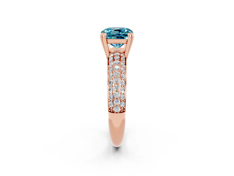 Rose gold Cushion Cut Cut Pave Diamond Engagement Ring with Channel Set Band and Four-Prong Setting_2