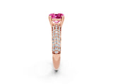 Rose gold Cushion Cut Cut Pave Diamond Engagement Ring with Channel Set Band and Four-Prong Setting_2