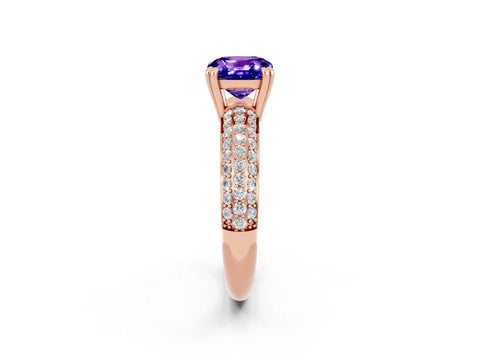 Rose gold Cushion Cut Cut Pave Diamond Engagement Ring with Channel Set Band and Four-Prong Setting_2