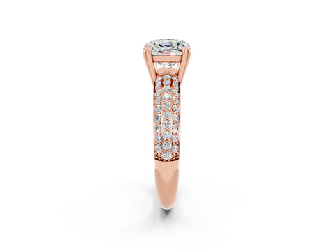 Rose gold Cushion Cut Cut Pave Diamond Engagement Ring with Channel Set Band and Four-Prong Setting_2