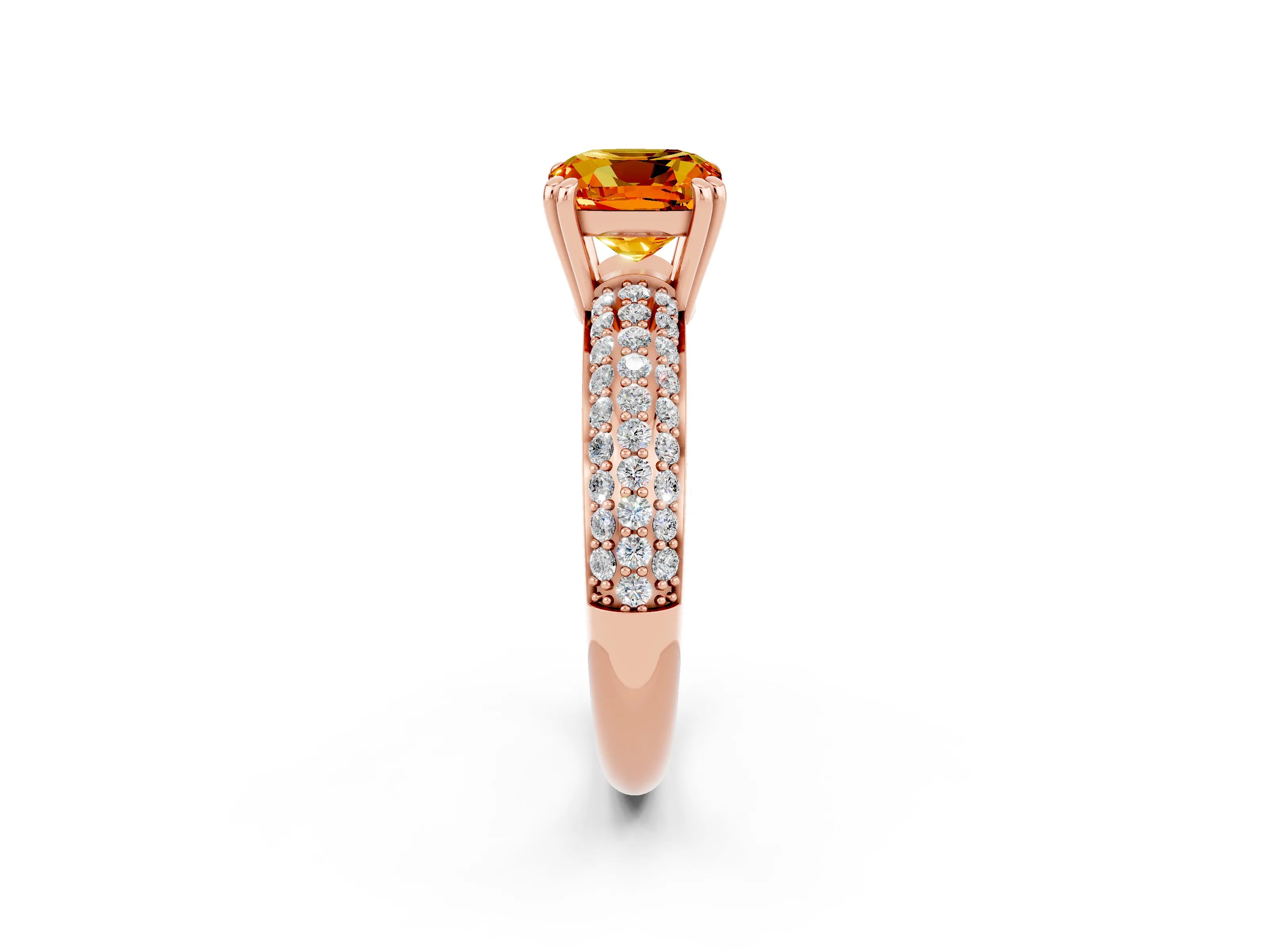 Rose gold Cushion Cut Cut Pave Diamond Engagement Ring with Channel Set Band and Four-Prong Setting_2