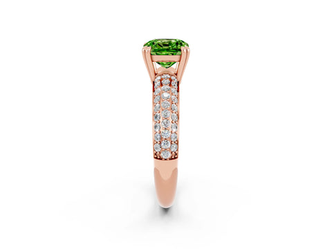 Rose gold Cushion Cut Cut Pave Diamond Engagement Ring with Channel Set Band and Four-Prong Setting_2