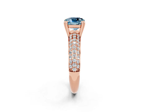 Rose gold Cushion Cut Cut Pave Diamond Engagement Ring with Channel Set Band and Four-Prong Setting_2
