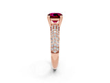 Rose gold Cushion Cut Cut Pave Diamond Engagement Ring with Channel Set Band and Four-Prong Setting_2