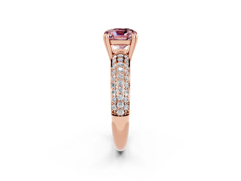 Rose gold Cushion Cut Cut Pave Diamond Engagement Ring with Channel Set Band and Four-Prong Setting_2