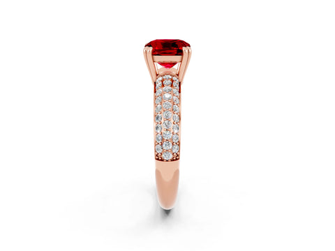 Rose gold Cushion Cut Cut Pave Diamond Engagement Ring with Channel Set Band and Four-Prong Setting_2