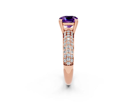 Rose gold Cushion Cut Cut Pave Diamond Engagement Ring with Channel Set Band and Four-Prong Setting_2