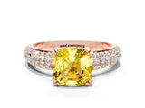 Rose gold Cushion Cut Cut Pave Diamond Engagement Ring with Channel Set Band and Four-Prong Setting