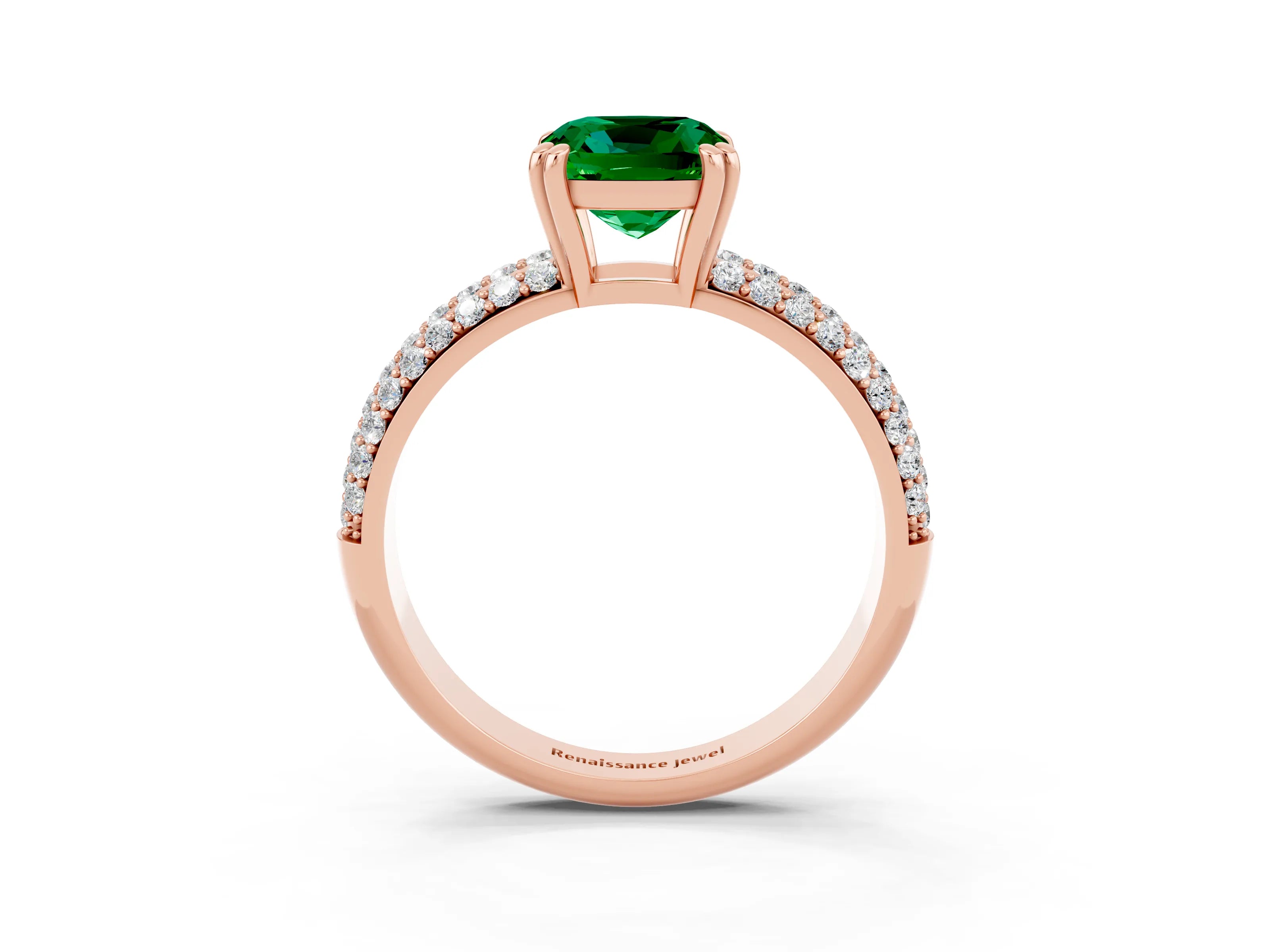 Rose gold Cushion Cut Cut Pave Diamond Engagement Ring with Channel Set Band and Four-Prong Setting_3
