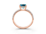 Rose gold Cushion Cut Cut Pave Diamond Engagement Ring with Channel Set Band and Four-Prong Setting_3