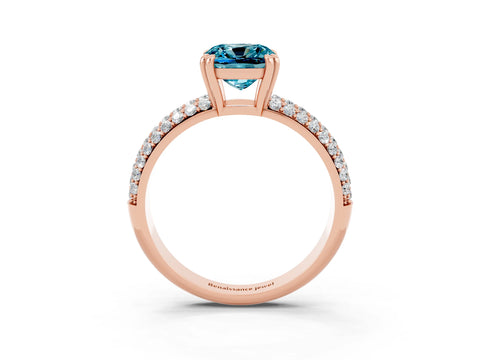 Rose gold Cushion Cut Cut Pave Diamond Engagement Ring with Channel Set Band and Four-Prong Setting_3