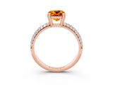 Rose gold Cushion Cut Cut Pave Diamond Engagement Ring with Channel Set Band and Four-Prong Setting_3